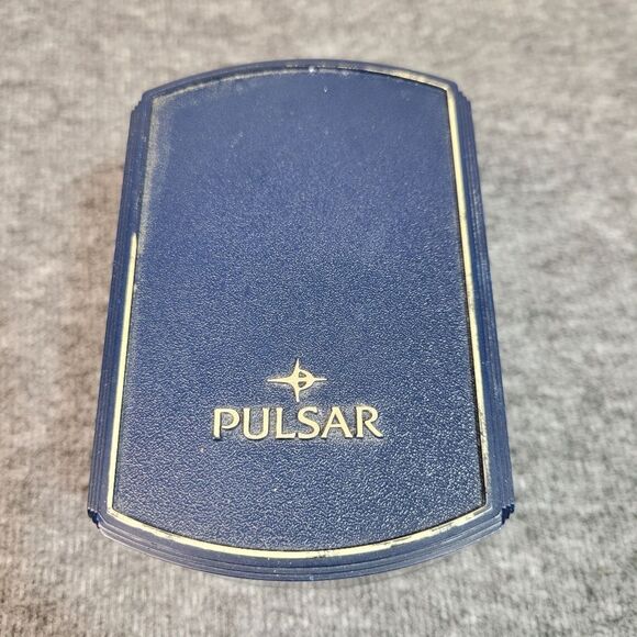 Vtg 90's Pulsar Watch Men Stainless Steel Gold Stretch WR Day Date Black - Picture 4 of 5